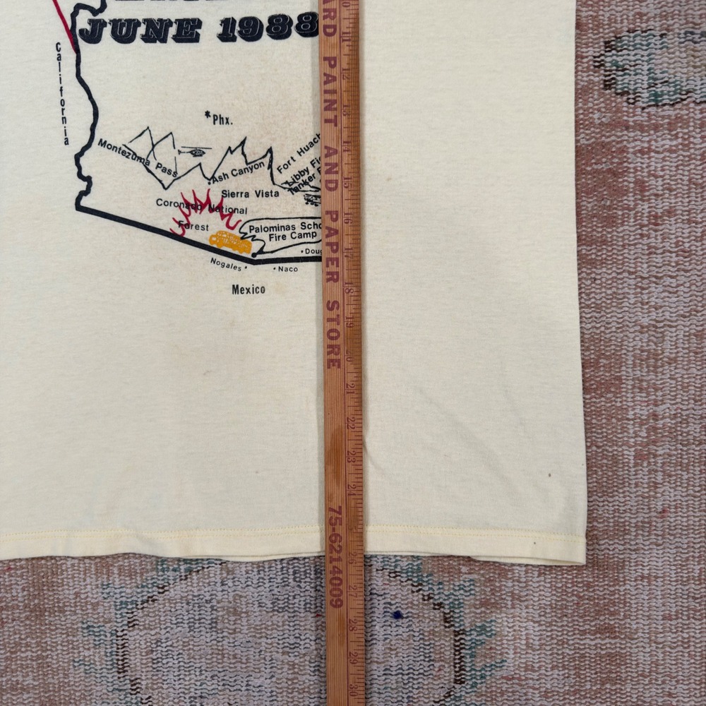 Vintage 1988 Peak Fire Arizona Jerzees T-Shirt Cream Single Stitch Large - Picture 5 of 6